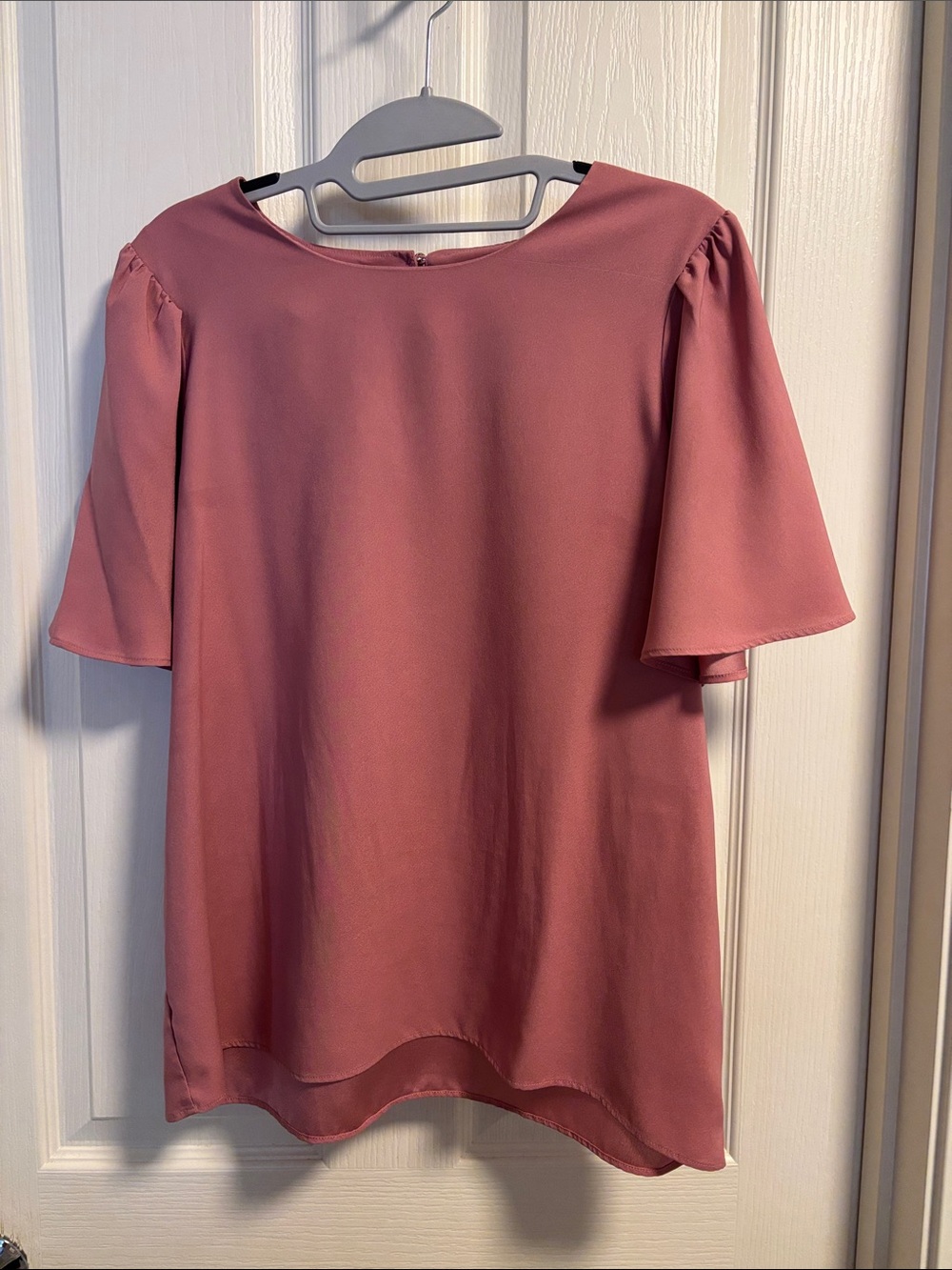 Ann Taylor Rose-Pink Flutter Sleeve Blouse